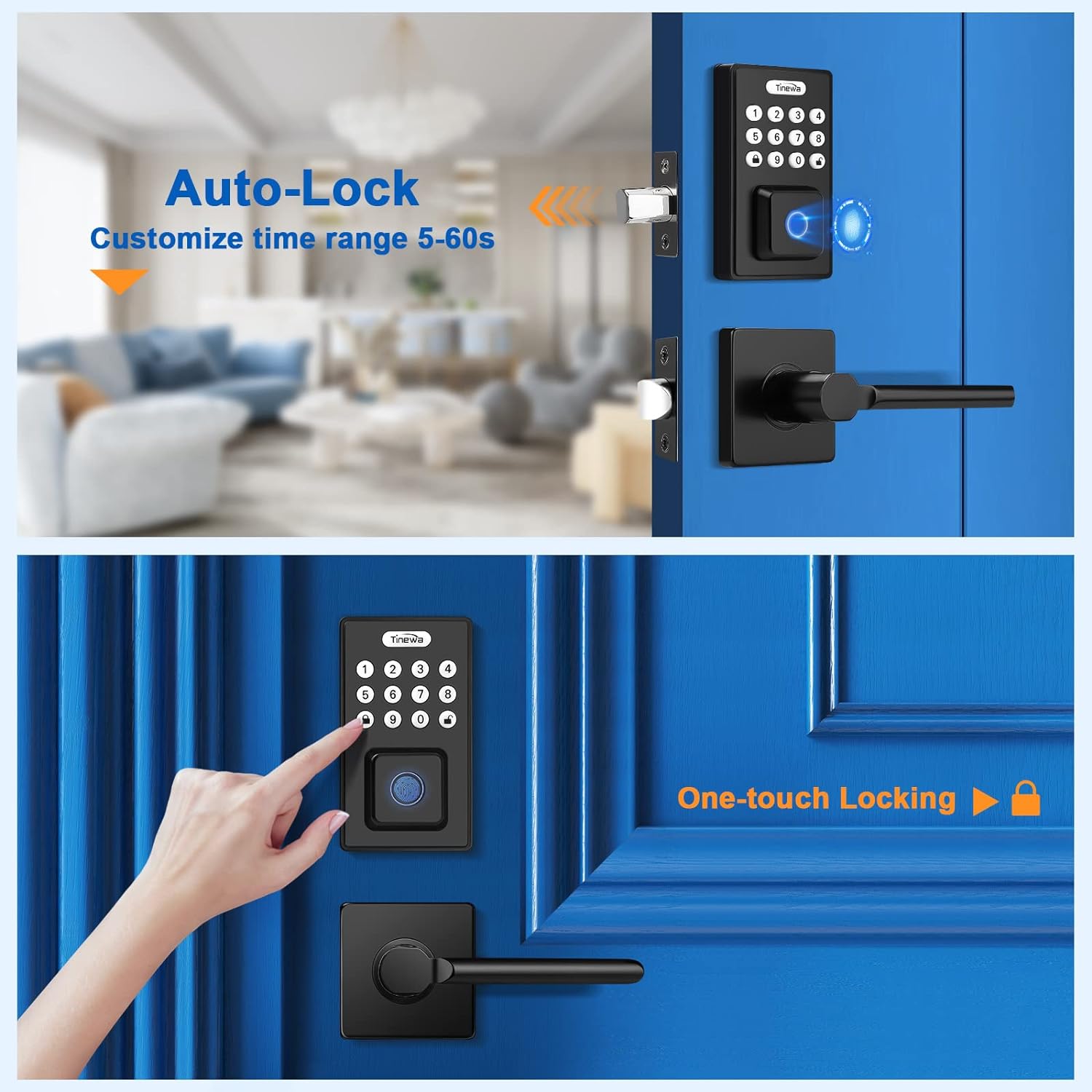 Tinewa Fingerprint Door Lock Set, Keyless Entry Door Lock, Front Door