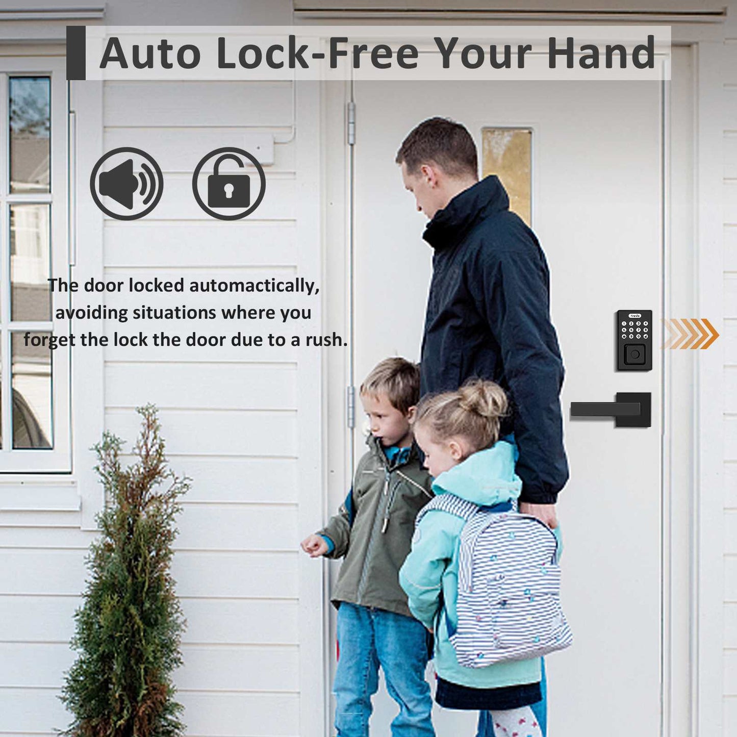 Tinewa Fingerprint Door Lock, Square Keypad Door Lock with 2 Handles, Electronic Smart Deadbolt, Front Door Handle Sets, APP Control, Keyless Entry, Auto Lock