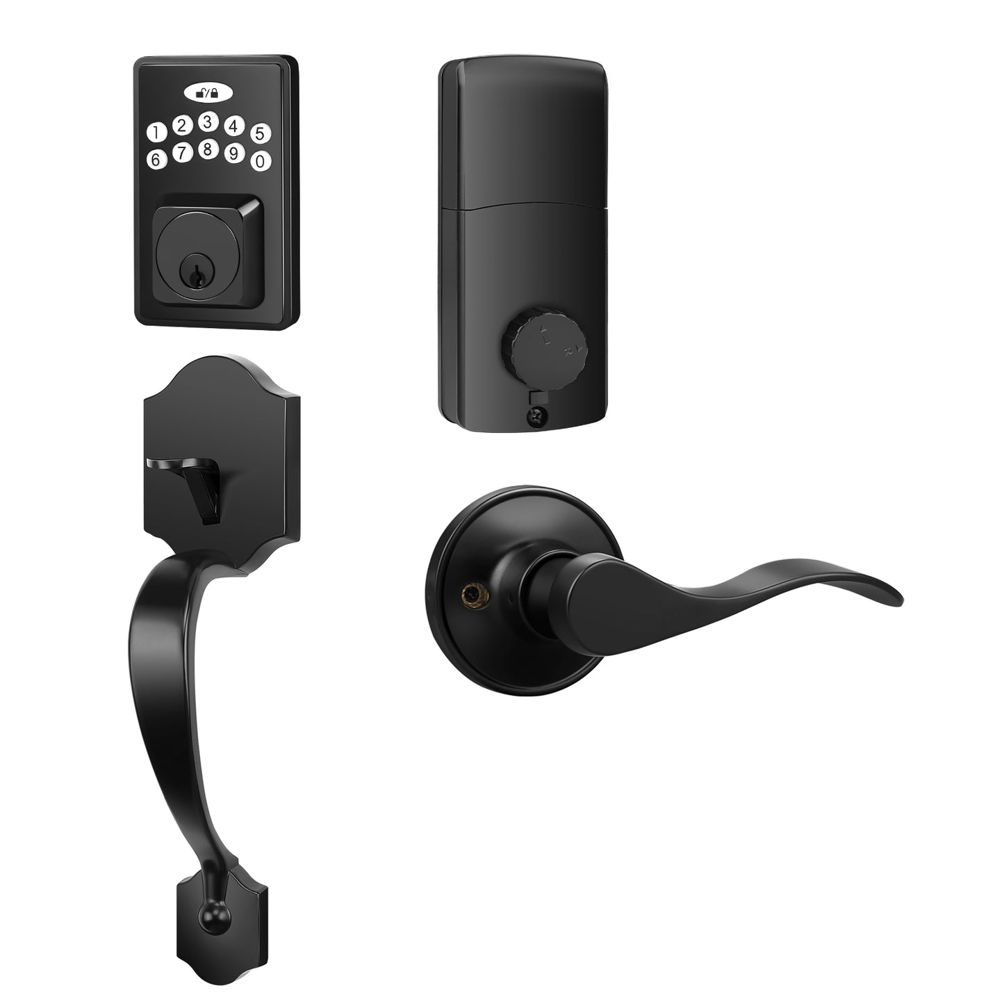 Tinewa Electronic Smart Keypad Door Deadbolt, Front Door Handle Sets, Keyless Entry Door Deadbolt with Lever Handle, Digital Keypad Deadbolt, Code Door Lock, Easy Installation,Mattle Black