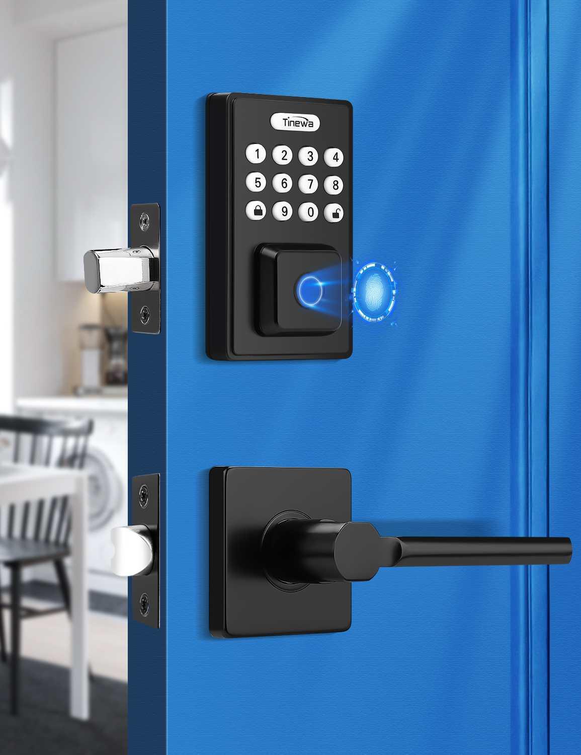 ELECTRONIC DOOR LOCK SET - Deadbolt & Handles - Fingerprint Scanner - store NEW