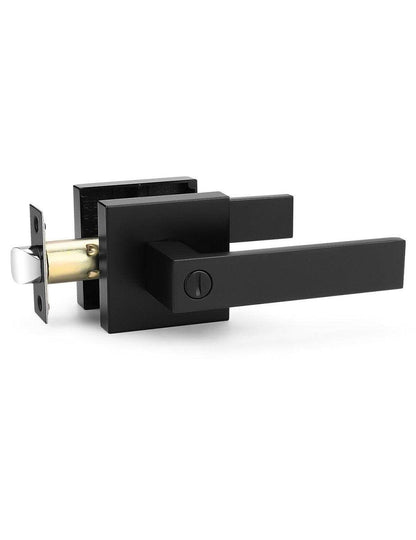 Tinewa Square Privacy Door Levers Locksets in Matte Black Finish, Bed/Bath Door Levers Keyless Interior Handles,Reversible for Left Right Handed Doors - Tinewa