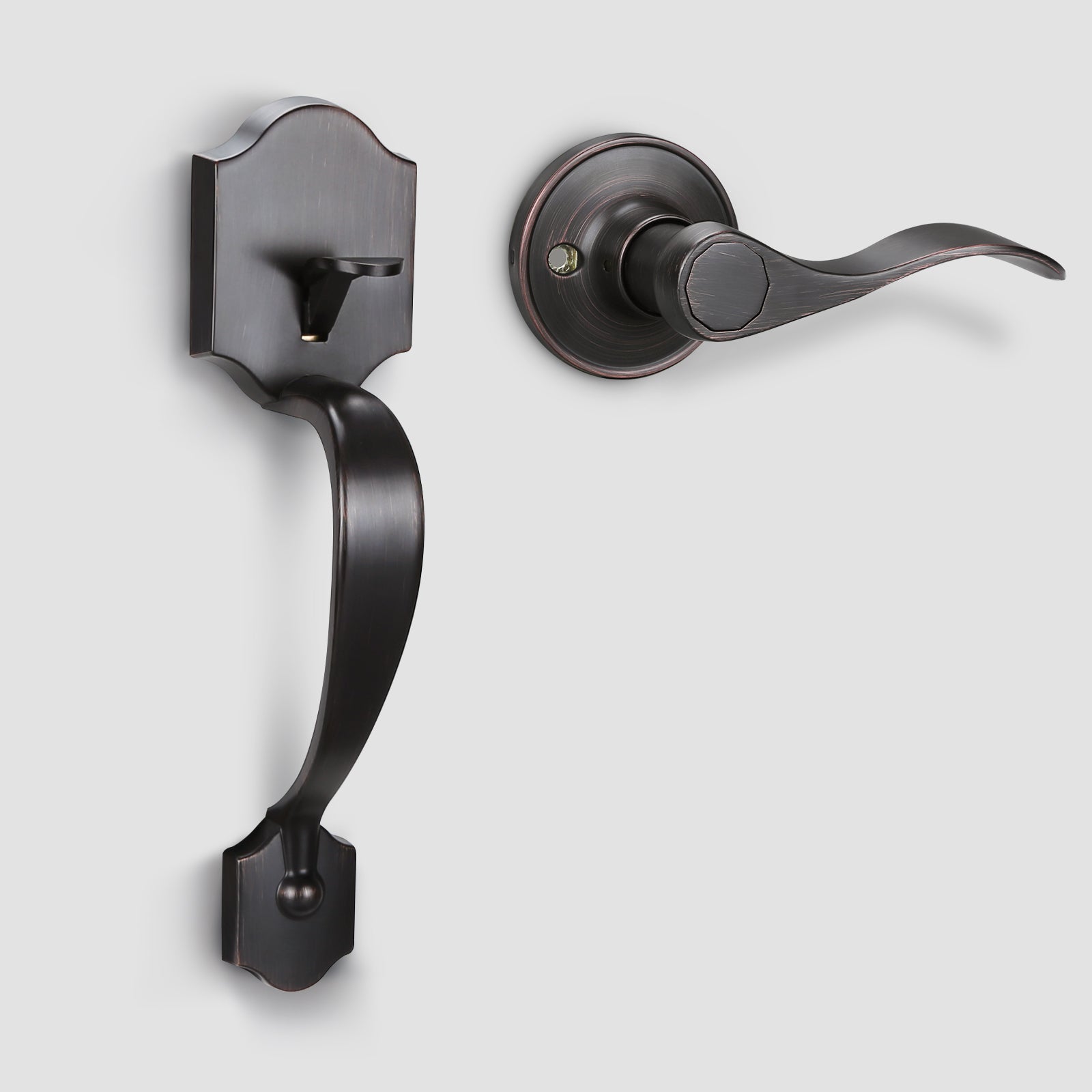 Tinewa Single Cylinder Handleset, Front Door Handle with Lever Inside,
