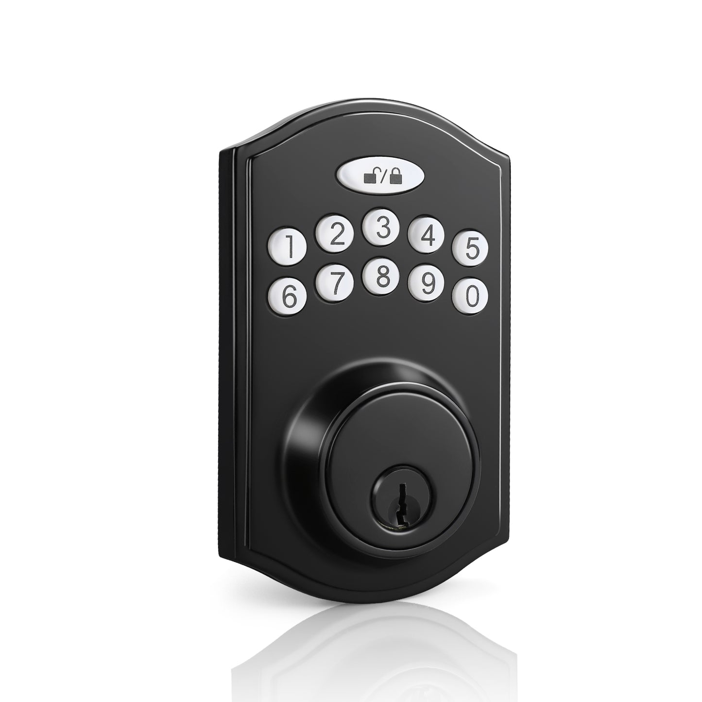 Tinewa Electronic Digital Keypad Deadbolt, Black Round Smart Deadbolt Lock, Entry Door Lock with Keypad, Front Door Lock with Keys, Auto Lock DLDS802BK